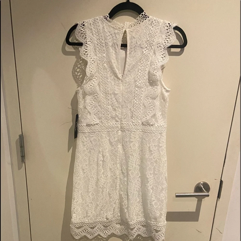 NWT Lulu's High-Neck White Lace Tank Mini Dress - Picture 6 of 11